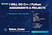 do c plus plus programming ,assigments,data structures and python tasks