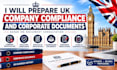 prepare UK company compliance and corporate documents