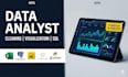 data analysis excel report build power bi, tableau dashboard