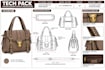 do bag design, bag tech pack, handbag, backpack tech pack cad flat sketch
