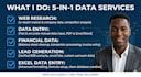 do financial data entry, web research and excel data analysis