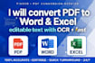 convert pdf to word,excel,and editable text with ocr fast