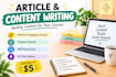 write engaging articles, blog posts and product descriptions