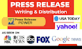 write and submit press release with professional press distribution