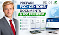 prepare fcc ce rohs documents and fcc frn setup for electronics