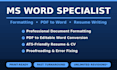 do data entry, ms word formatting, typing and document cleanup