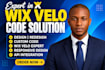 develop wix website using wix velo, wix code, and database design wix features