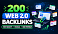create 200 high quality web 2 0 backlinks for SEO