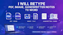 retype scanned pdf image and handwritten notes accurately