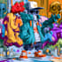 custom design graffiti illustration with character