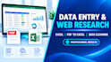 do accurate data entry, web research and excel data cleaning