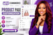 woocommerce product page, layout customization reviews section shop page error