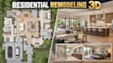 create residential remodeling 3d visualization with detailed plans