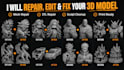 fix, repair, split, cleanup, modify, optimize 3d model stl file for 3d printing
