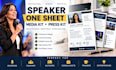 design a professional speaker one sheet media kit and press kit