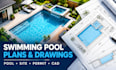 design swimming pool plans, layouts, permit and construction drawings
