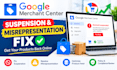 fix google merchant center suspension and misrepresentation