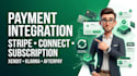 do payment integration, stripe connect, subscription, xendit, klarna, afterpay
