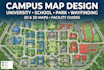 design campus map, university map, school map, park map and wayfinding maps
