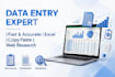 do data entry, copy paste, web research and excel entry fast
