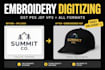 do embroidery digitizing 3d puff cap logo dst pes jef
