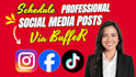 schedule a professional instagram, facebook and tiktok post via buffer hootsuite