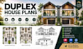 design duplex house floor plans, elevations, residential architectural drawings