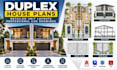 create duplex house plans with detailed unit layouts, professional cad drawings