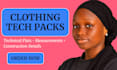 design fashion tech pack and clothing tech pack