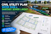 draw civil utility plan water main and sanitary sewer layout