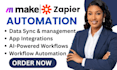 build n8n automation, ai workflow, makecom and zapier integration