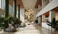 do 3d hotel design, swimming pool and reception