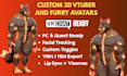 create 3d furry vtuber model, custom furry vrchat avatar, fursona 3d vtuber