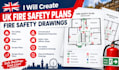 create UK fire safety plan, fire evacuation plan, emergency exit, fire sprinkler