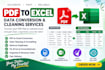 clean excel data and and convert PDF to excel or csv