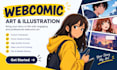 create professional webcomic art, comic panels, characters and illustration