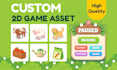create 2d game items, props, and icons in cartoon style