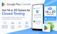 provide 20 testers for google play closed testing with a game or an app