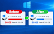 increase your c drive space on windows 7, 8, 10, and 11