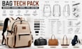 design bag tech pack, backpack, handbag, duffel bag, tote tech pack