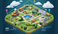 design 3d isometric event map and vector maps illustrations