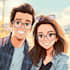 draw cute couple anime portrait and illustration