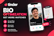 tinder bio dating optimization
