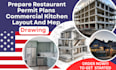 prepare restaurant permit plans commercial kitchen layout and mep drawings