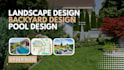 do 2d 3d landscape design, pool, garden design, frontyard, backyard in blender