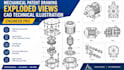 mechanical patent drawing exploded views cad technical illustration engineer pro