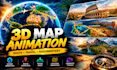 create 3d map animation, route animation and travel map animation