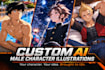 create custom ai male character illustrations