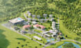 visualize 3d site plan, aerial view,academy campus, urban development,masterplan