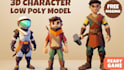 do 3d game character, 3d character modeling, 3d sculpting and low poly 3d model